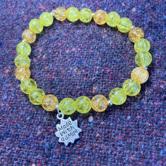 Sun Yellow Glass Beaded Bracelet - Picture 2 of 2